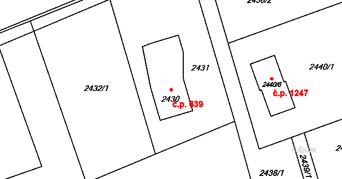 Vendryně 639 na parcele st. 2430 v KÚ Vendryně, Katastrální mapa