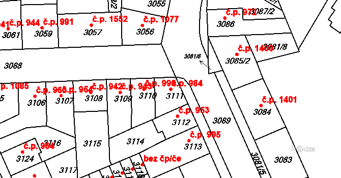 Sokolov 984 na parcele st. 3111 v KÚ Sokolov, Katastrální mapa