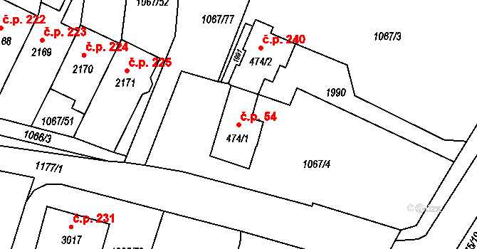 Hamrníky 54, Mariánské Lázně na parcele st. 474/1 v KÚ Úšovice, Katastrální mapa