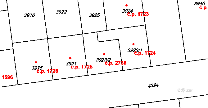 Žižkov 2738, Praha na parcele st. 3923/2 v KÚ Žižkov, Katastrální mapa
