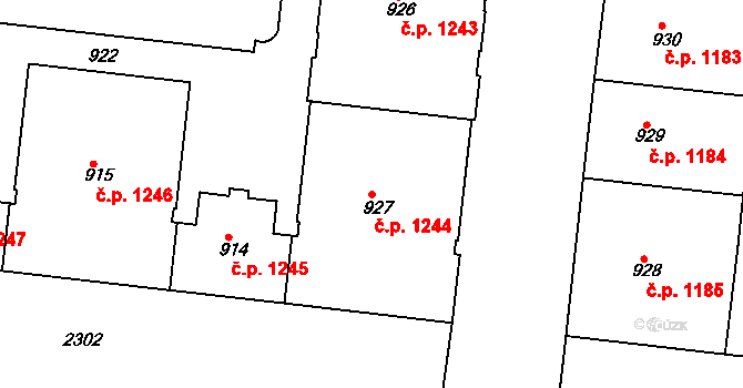 Holešovice 1244, Praha na parcele st. 927 v KÚ Holešovice, Katastrální mapa