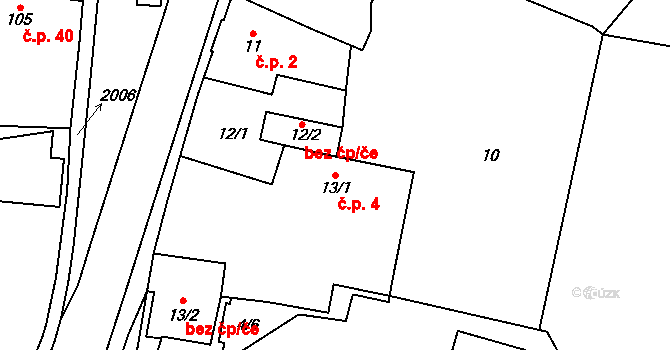 Kbely 4, Praha na parcele st. 13/1 v KÚ Kbely, Katastrální mapa