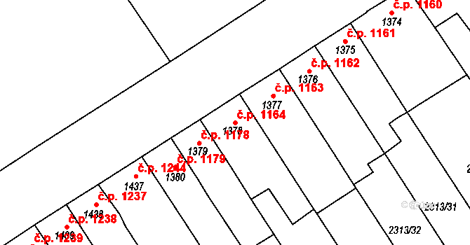 Dvůr Králové nad Labem 1164 na parcele st. 1378 v KÚ Dvůr Králové nad Labem, Katastrální mapa