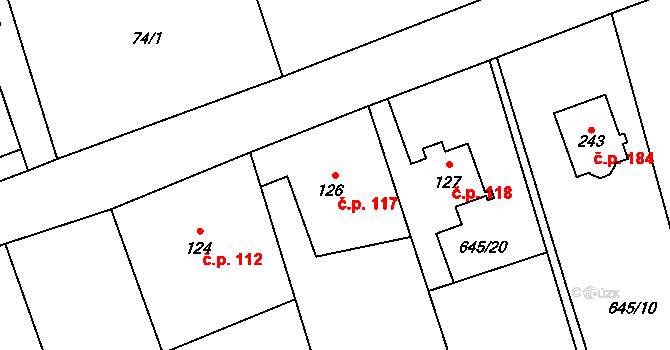 Bobr 117, Žacléř na parcele st. 126 v KÚ Bobr, Katastrální mapa