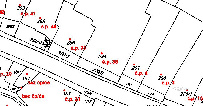Kanice 35 na parcele st. 294 v KÚ Kanice, Katastrální mapa