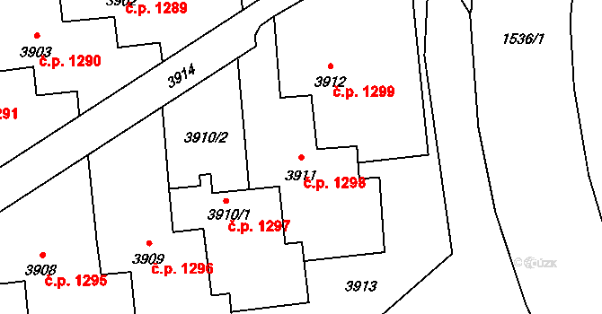 Město 1298, Havířov na parcele st. 3911 v KÚ Havířov-město, Katastrální mapa