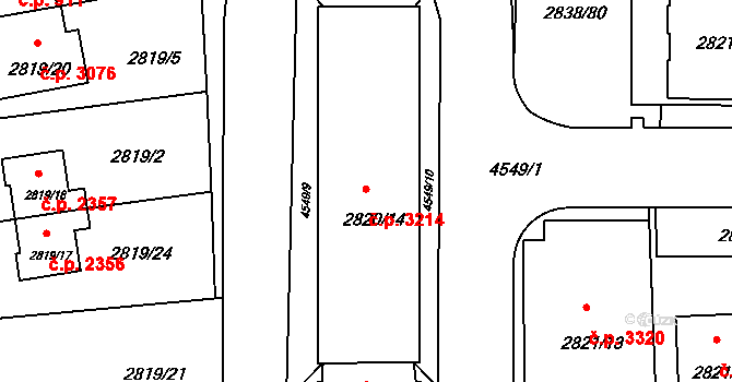 Strašnice 3214, Praha na parcele st. 2820/14 v KÚ Strašnice, Katastrální mapa