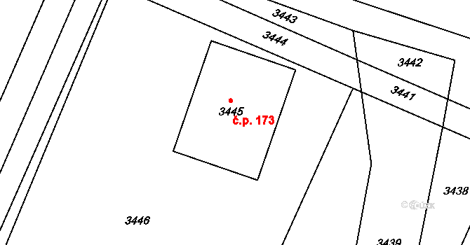 Těšetice 173 na parcele st. 429/10 v KÚ Těšetice u Znojma, Katastrální mapa