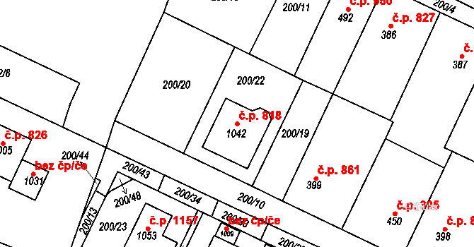Kralupy nad Vltavou 818 na parcele st. 1042 v KÚ Lobeč, Katastrální mapa