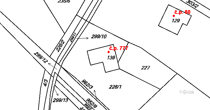 Svojek 777 na parcele st. 139 v KÚ Svojek, Katastrální mapa
