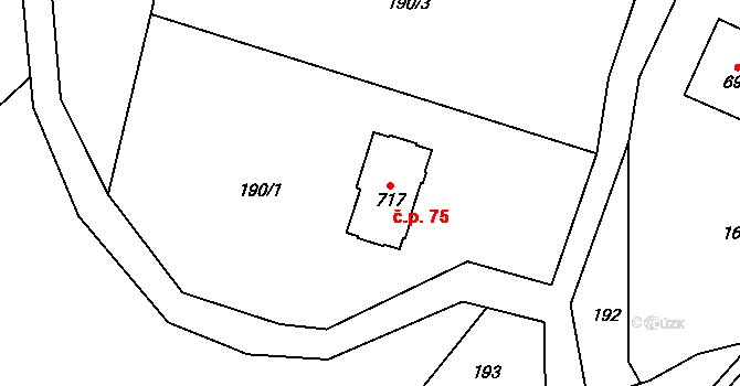 Horní Sklenov 75, Hukvaldy na parcele st. 717 v KÚ Sklenov, Katastrální mapa