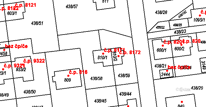 Otrokovice 8171 na parcele st. 810/1 v KÚ Otrokovice, Katastrální mapa