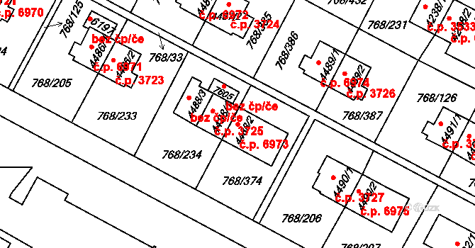 Zlín 6973 na parcele st. 4488/2 v KÚ Zlín, Katastrální mapa