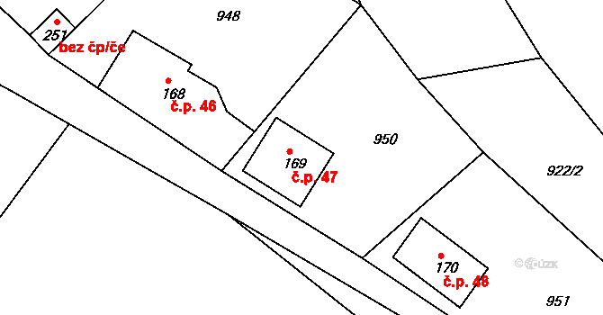 Leopoldka 47, Velký Šenov na parcele st. 169 v KÚ Staré Hraběcí, Katastrální mapa