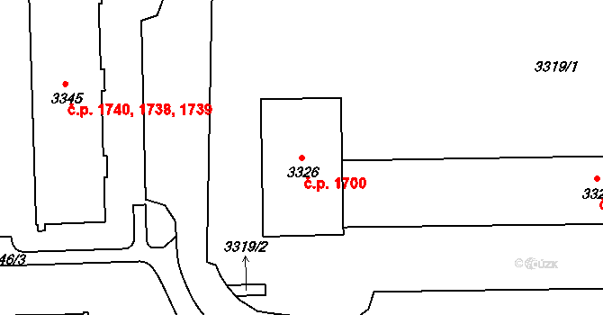 Žďár nad Sázavou 4 1700, Žďár nad Sázavou na parcele st. 3326 v KÚ Město Žďár, Katastrální mapa