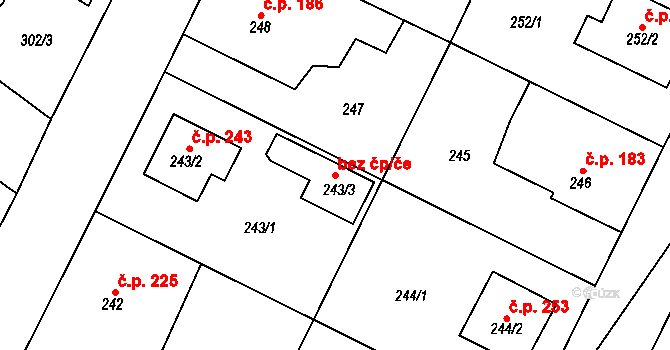 Zruč-Senec 41215699 na parcele st. 243/3 v KÚ Senec u Plzně, Katastrální mapa