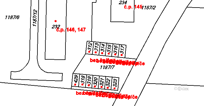 Žinkovy 42332699 na parcele st. 314 v KÚ Žinkovy, Katastrální mapa