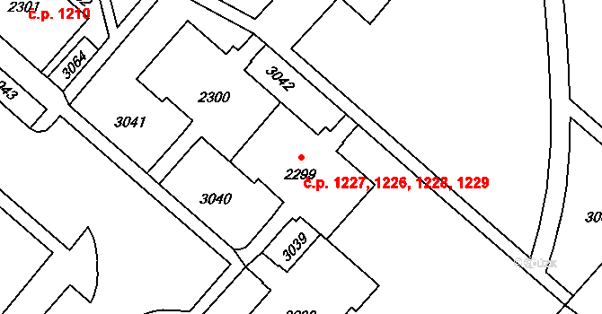 Kateřinky 1226,1227,1228,1229, Opava na parcele st. 2300 v KÚ Kateřinky u Opavy, Katastrální mapa