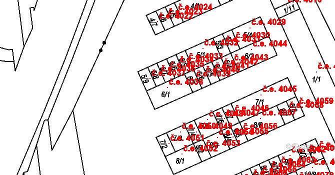 Kadaň 4038 na parcele st. 6/1 v KÚ Bystřice u Kadaně, Katastrální mapa