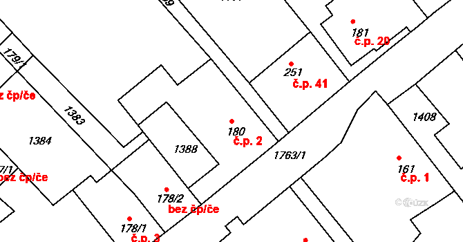 Josefovice 2, Hrabyně na parcele st. 180 v KÚ Hrabyně, Katastrální mapa
