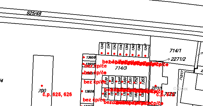 Valašské Meziříčí 47725699 na parcele st. 1340 v KÚ Krásno nad Bečvou, Katastrální mapa