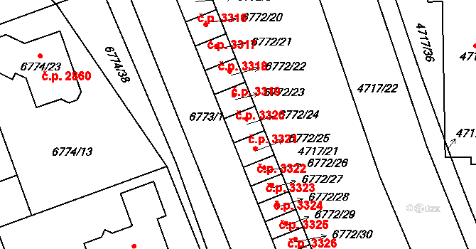 Přerov I-Město 3321, Přerov na parcele st. 6772/24 v KÚ Přerov, Katastrální mapa