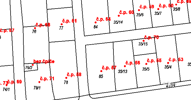 Tuřany 57 na parcele st. 85 v KÚ Byseň, Katastrální mapa