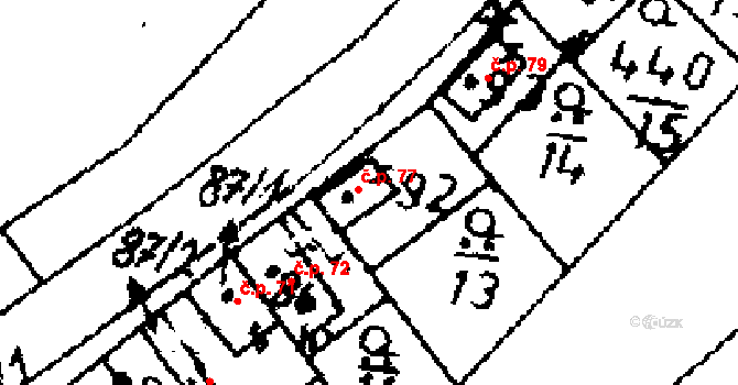 Jemníky 77 na parcele st. 92/1 v KÚ Jemníky, Katastrální mapa