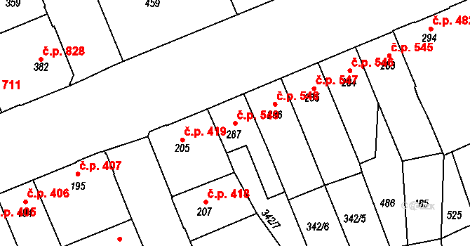 Kralupy nad Vltavou 549 na parcele st. 287 v KÚ Lobeč, Katastrální mapa