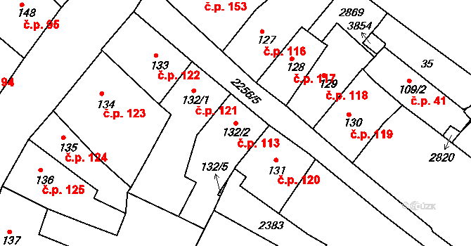 Sušice I 113, Sušice na parcele st. 132/2 v KÚ Sušice nad Otavou, Katastrální mapa