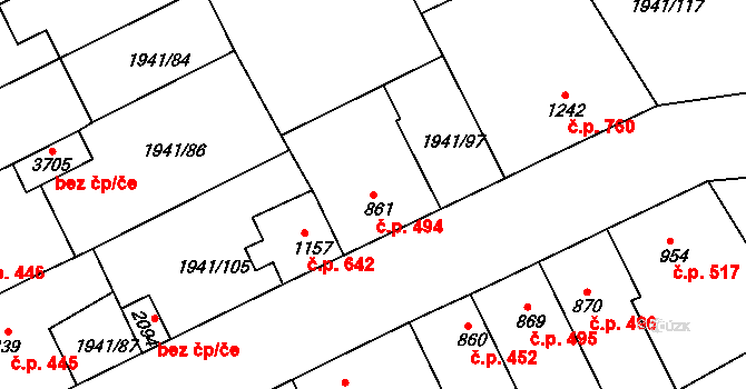 Sušice II 494, Sušice na parcele st. 861 v KÚ Sušice nad Otavou, Katastrální mapa