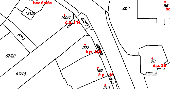 Malá Skalice 148, Česká Skalice na parcele st. 227 v KÚ Malá Skalice, Katastrální mapa