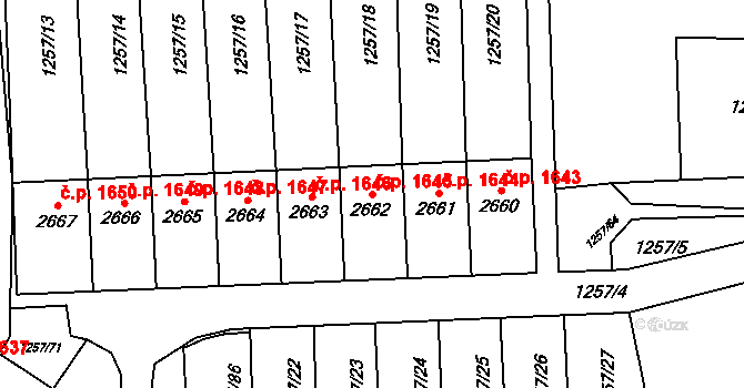 Náchod 1645 na parcele st. 2662 v KÚ Náchod, Katastrální mapa