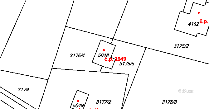 Rožnov pod Radhoštěm 2949 na parcele st. 5048 v KÚ Rožnov pod Radhoštěm, Katastrální mapa