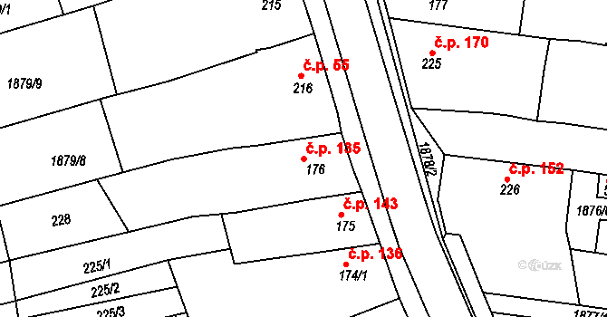 Merklín 135 na parcele st. 176 v KÚ Merklín u Přeštic, Katastrální mapa