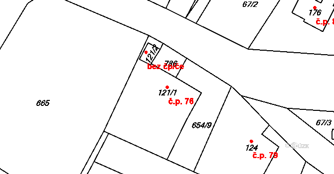 Horní Studenec 76, Ždírec nad Doubravou na parcele st. 121/1 v KÚ Horní Studenec, Katastrální mapa