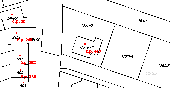 Bochoř 440 na parcele st. 1269/17 v KÚ Bochoř, Katastrální mapa