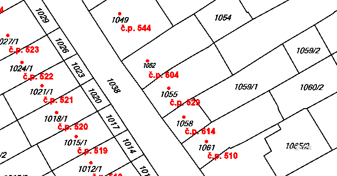Šitbořice 529 na parcele st. 1055 v KÚ Šitbořice, Katastrální mapa