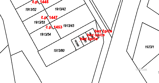 Holešov 107095700 na parcele st. 1913/85 v KÚ Holešov, Katastrální mapa