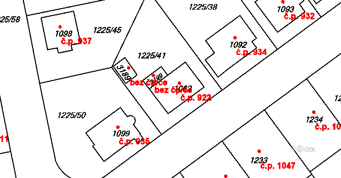 Lipník nad Bečvou I-Město 922, Lipník nad Bečvou na parcele st. 1062 v KÚ Lipník nad Bečvou, Katastrální mapa