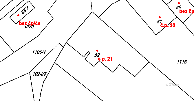 Holšice 21, Chabeřice na parcele st. 82 v KÚ Chabeřice, Katastrální mapa