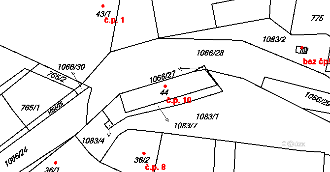 Jelmo 10, Libníč na parcele st. 44 v KÚ Jelmo, Katastrální mapa