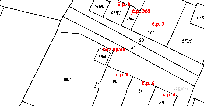 Šanov 120790700 na parcele st. 88/4 v KÚ Šanov nad Jevišovkou, Katastrální mapa