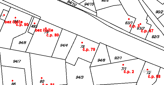Braškov 79 na parcele st. 78/1 v KÚ Braškov, Katastrální mapa