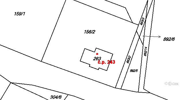 Leskovec nad Moravicí 243 na parcele st. 263 v KÚ Leskovec nad Moravicí, Katastrální mapa