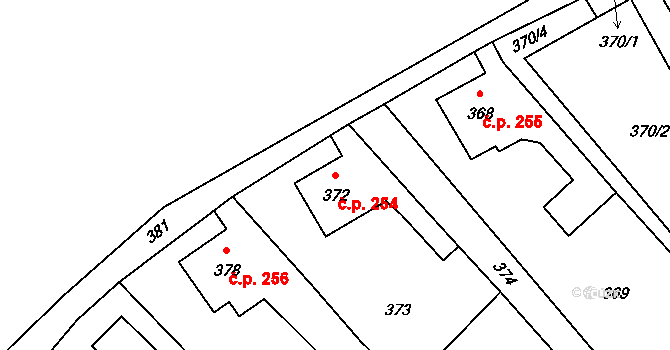 Loučná 254, Hrádek nad Nisou na parcele st. 372 v KÚ Loučná, Katastrální mapa