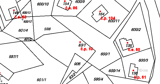 Malechovice 10, Libošovice na parcele st. 83/1 v KÚ Malechovice, Katastrální mapa