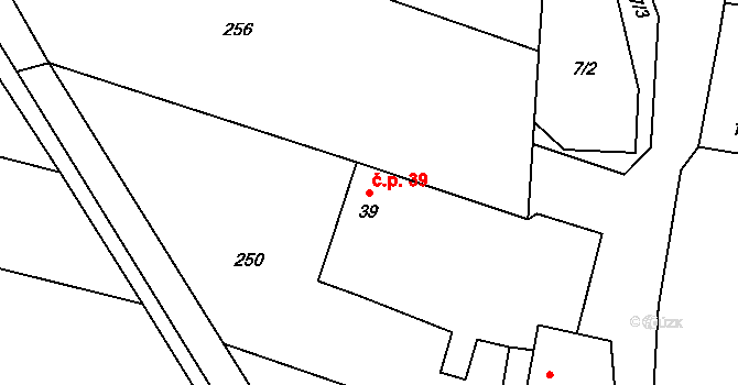 Kočín 39, Temelín na parcele st. 39 v KÚ Kočín, Katastrální mapa