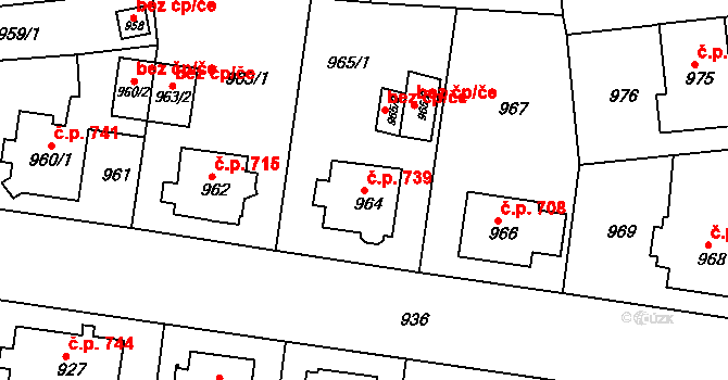 Sokolov 739 na parcele st. 964 v KÚ Sokolov, Katastrální mapa