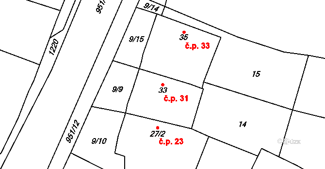 Ohučov 31, Staňkov na parcele st. 33 v KÚ Ohučov, Katastrální mapa